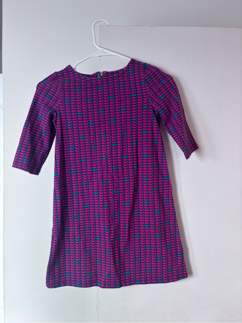 Vineyard Vines Red  & Navy Patterned Shift Dress, small, 6-7 youth